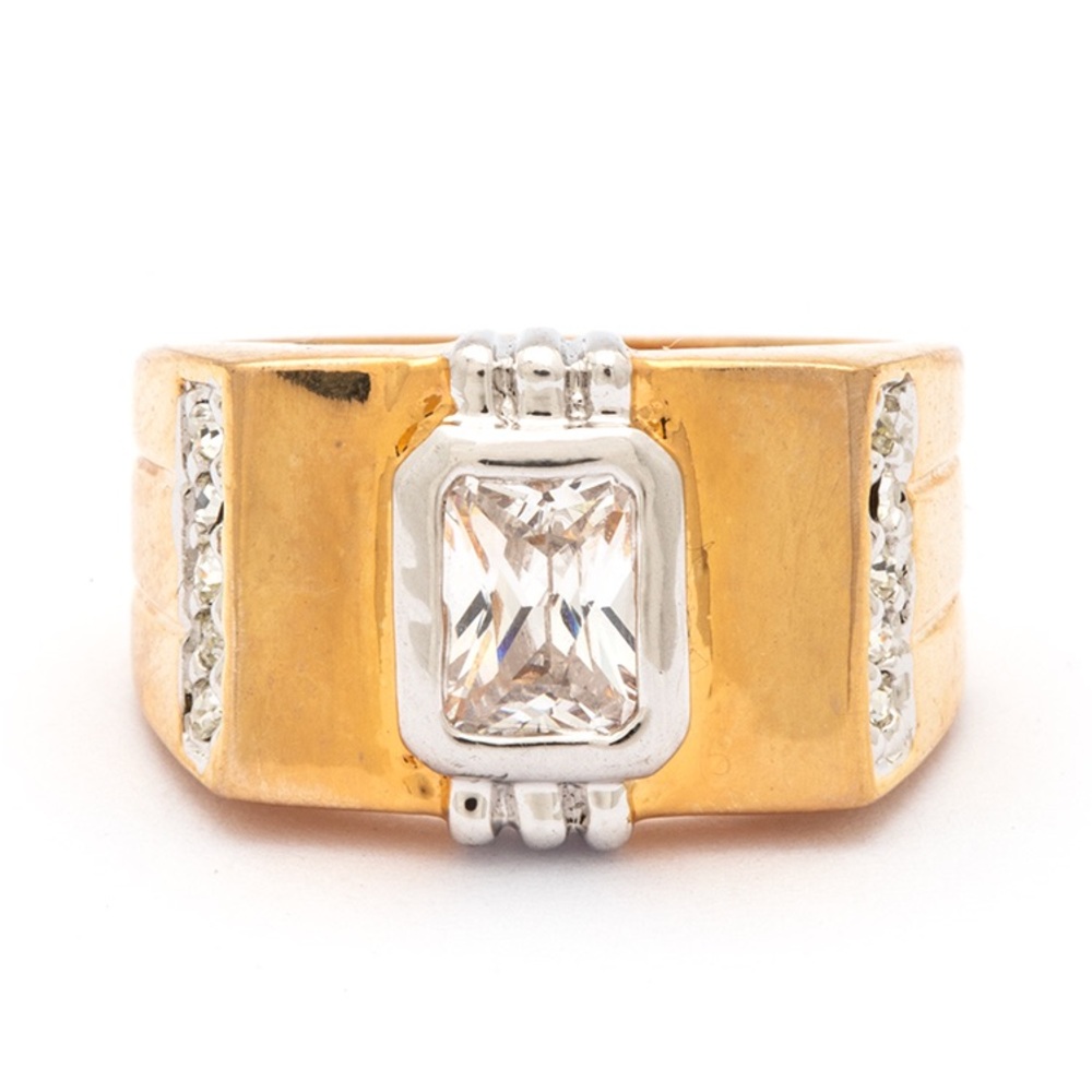 18K Gold & Cubic Zirconia Geometric Ring